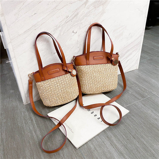 Damen Strandtasche Strohtasche Messenger Bag bylotrend