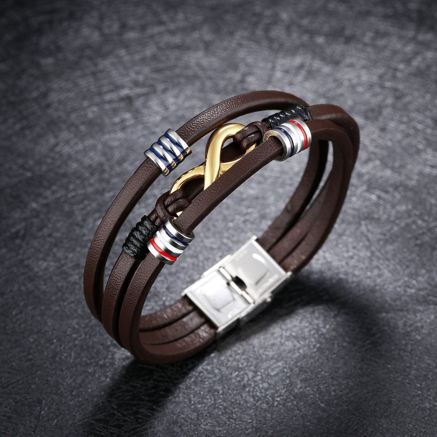 Herren Lederarmband Braun Infinity bylotrend