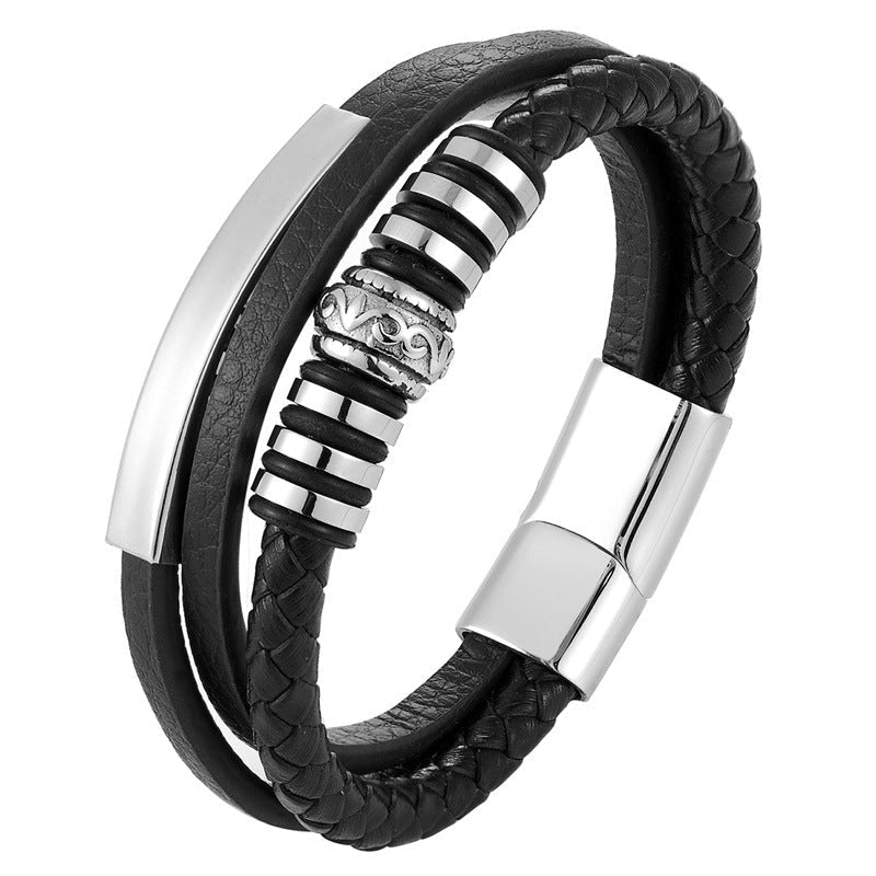 Herren Lederarmband Gewebt bylotrend