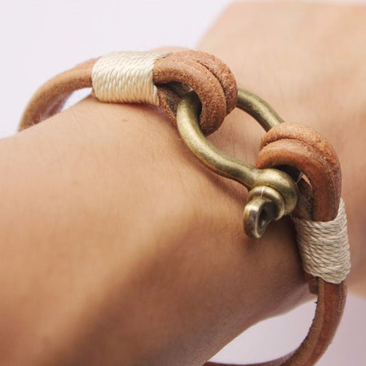 Herren Lederarmband Hufeisen Kaki bylotrend