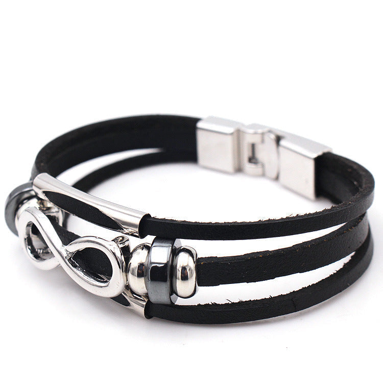 Herren Lederarmband Infinity Unendlichkeit Schwarz Braun bylotrend