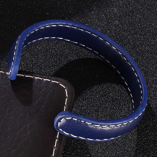Herren Lederarmband Schwarz-Braun-Blau bylotrend