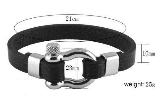 Herren Lederarmband Schwarz bylotrend
