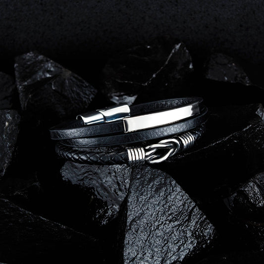 Herren Lederarmband Schwarz bylotrend