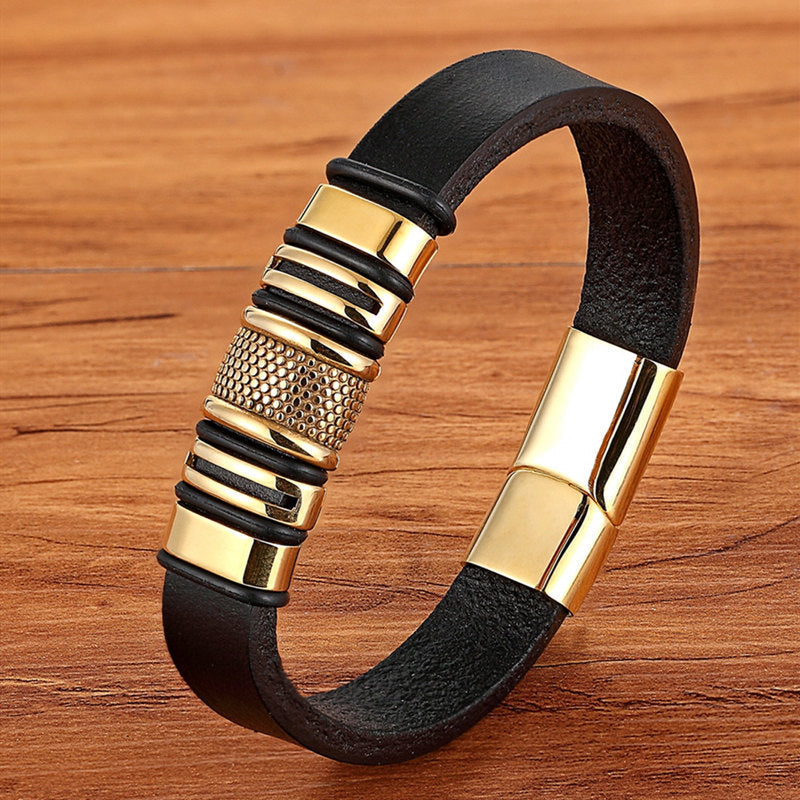 Herren Skorpion Lederarmband Gold Skorpion Leder bylotrend