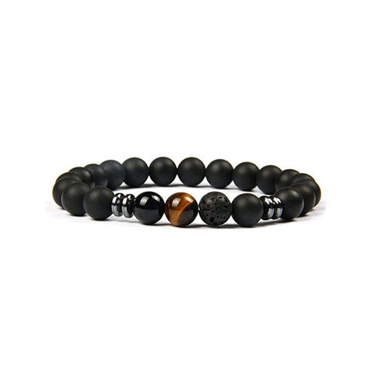 Herrenarmband Tigerauge Stein Vulkanstein Armband bylotrend