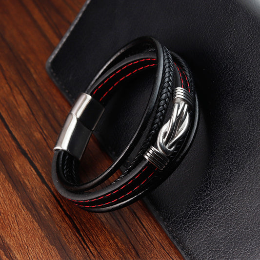 Mehrlagiges geflochtenes Lederarmband für Herren - Ansicht 2