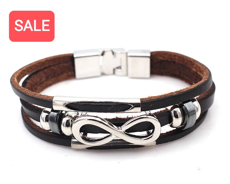 Herren Lederarmband Geflochten Infinity Schwarz und Braun. Herren LEDER Armband. Armband für jeden Mann.Das perfekte Accessoire für den modebewussten Mann. Kostenloser Versand 🇩🇪