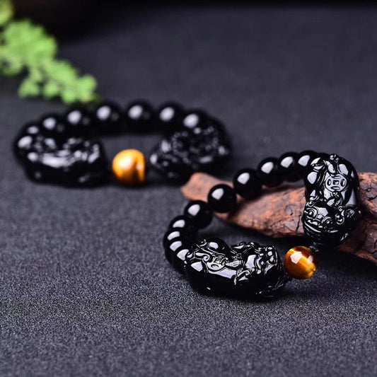 Damen Armband -Glückliches Obsidian Pixiu Armband bylotrend