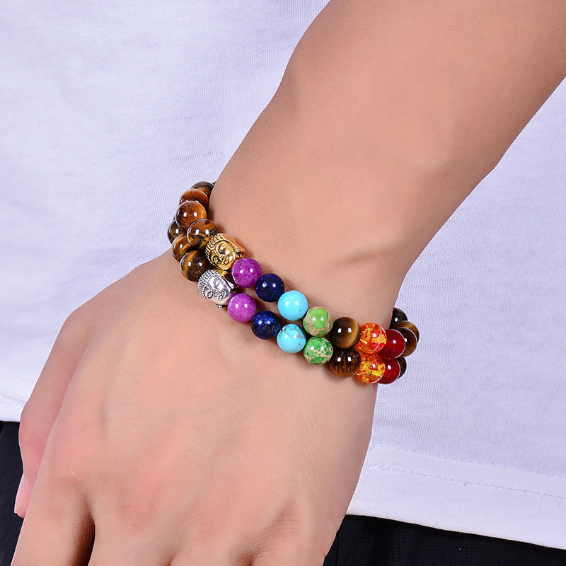 Damen Armband Sieben Chakra Heilungs Perlenarmband bylotrend