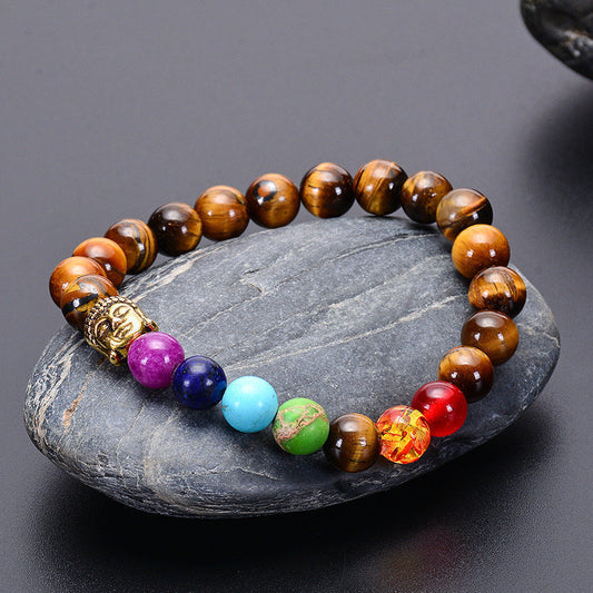 Damen Armband Sieben Chakra Heilungs Perlenarmband bylotrend