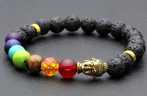 Damen Armband Sieben Chakra Yoga Vulkangestein bylotrend