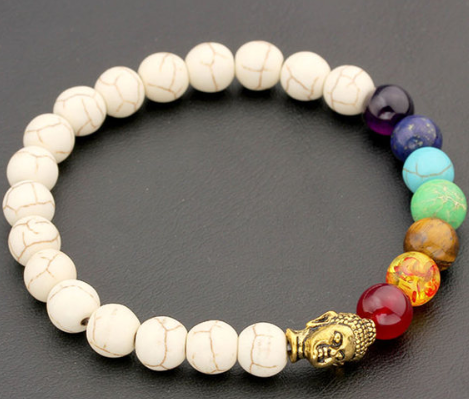 Damen Armband Sieben Chakra Yoga Vulkangestein bylotrend