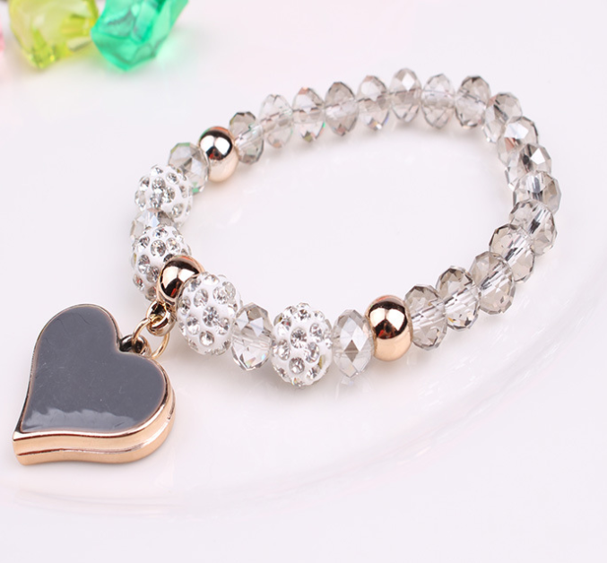 Damen Armband mit Herz - Elastisches Kristall Armband bylotrend