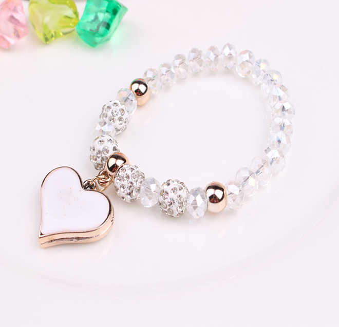 Damen Armband mit Herz - Elastisches Kristall Armband bylotrend
