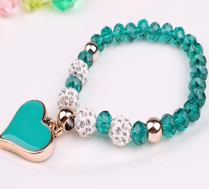 Damen Armband mit Herz - Elastisches Kristall Armband bylotrend