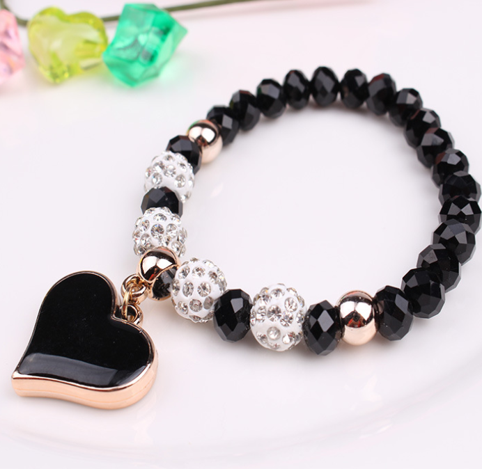 Damen Armband mit Herz - Elastisches Kristall Armband bylotrend