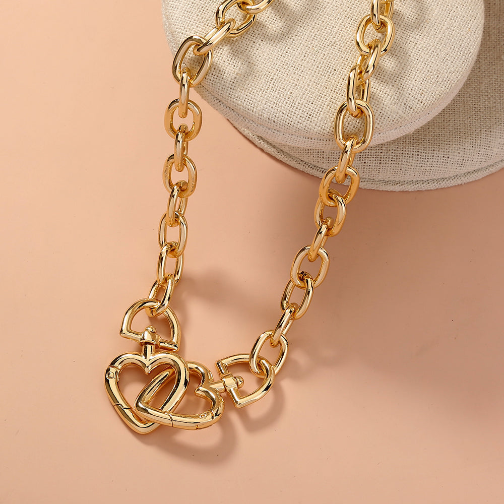 Damen Kette mit 2 Herzen Zink bylotrend