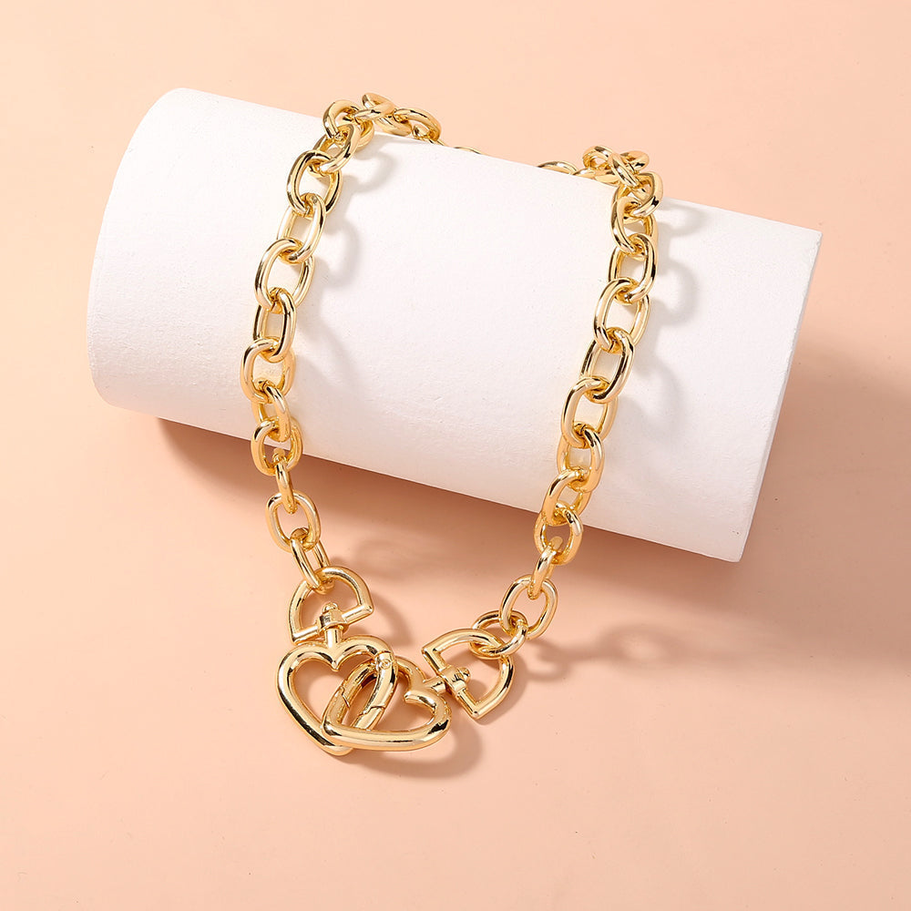 Damen Kette mit 2 Herzen Zink bylotrend