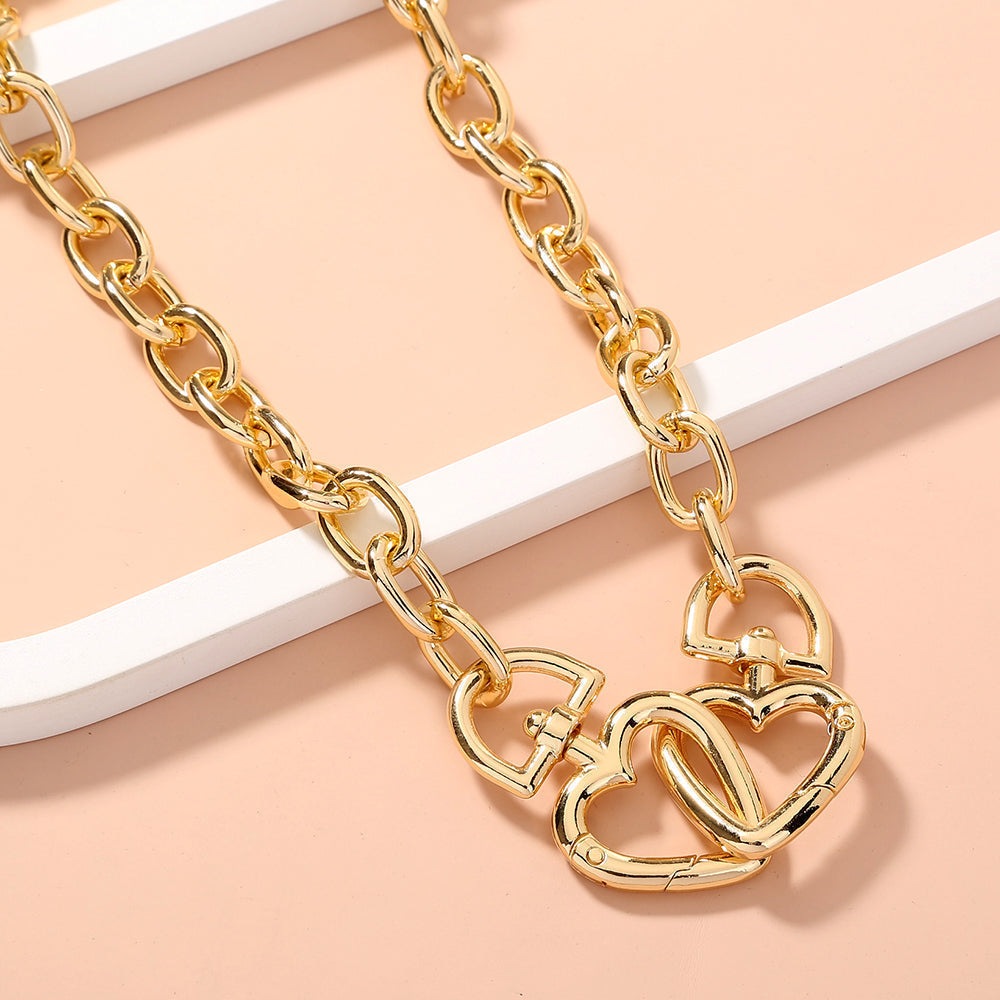 Damen Kette mit 2 Herzen Zink bylotrend