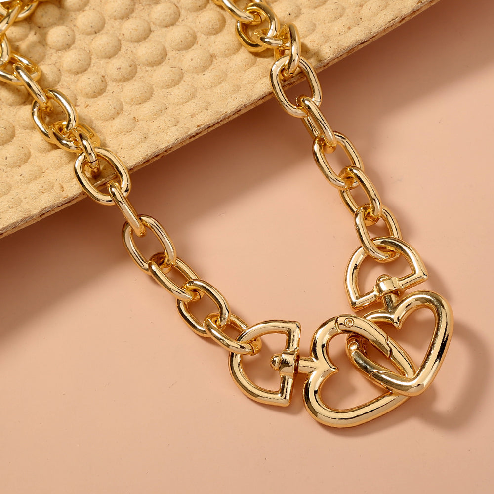 Damen Kette mit 2 Herzen Zink bylotrend