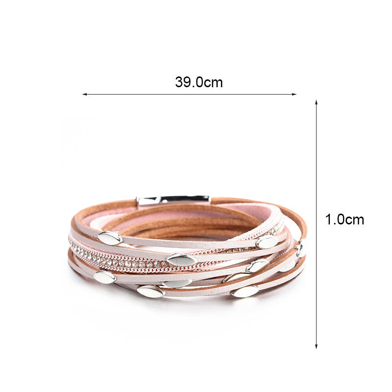 Damen Leder Armband mit Fransen und Blättern bylotrend