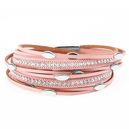 Damen Leder Armband mit Fransen und Blättern bylotrend