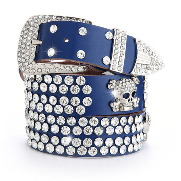 Damen Leder Strass Diamant Mode Allgleiches Dekoration bylotrend