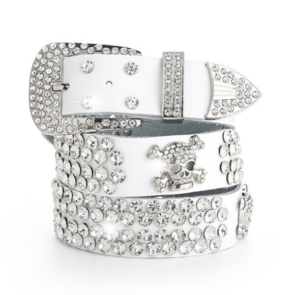 Damen Leder Strass Diamant Mode Allgleiches Dekoration bylotrend