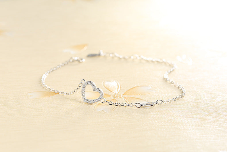 Damen Rosegoldes Armband mit Diamanten besetztes Herzarmband bylotrend