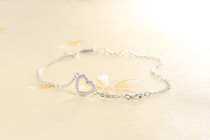 Damen Rosegoldes Armband mit Diamanten besetztes Herzarmband bylotrend