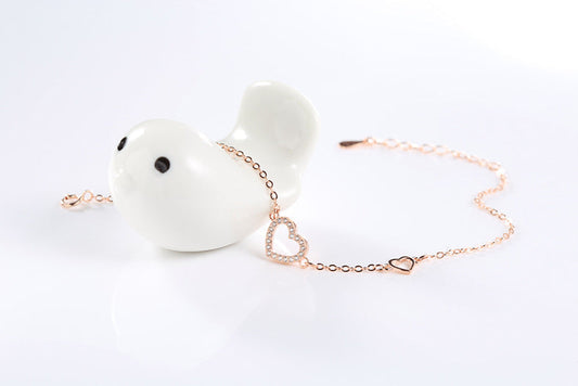 Damen Rosegoldes Armband mit Diamanten besetztes Herzarmband bylotrend