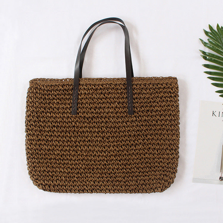 Damen Strandtasche -Spring New Beach gewebte Strohtasche bylotrend