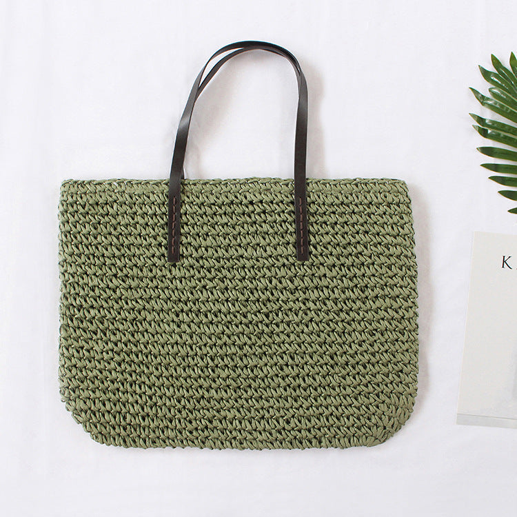 Damen Strandtasche -Spring New Beach gewebte Strohtasche bylotrend