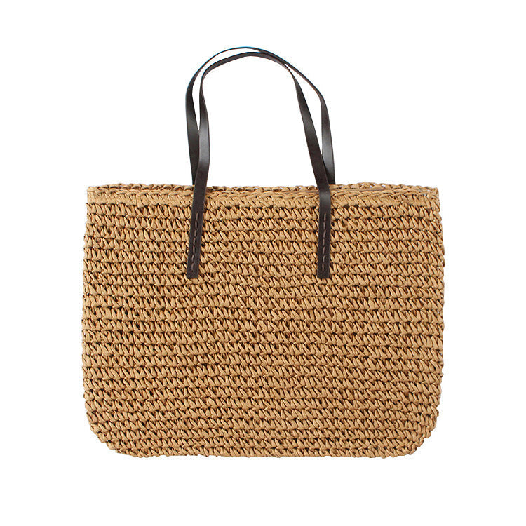 Damen Strandtasche -Spring New Beach gewebte Strohtasche bylotrend