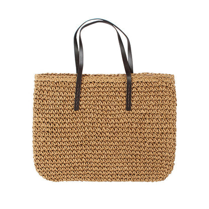 Damen Strandtasche -Spring New Beach gewebte Strohtasche bylotrend