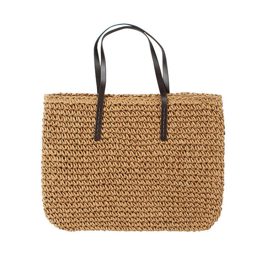 Damen Strandtasche -Spring New Beach gewebte Strohtasche bylotrend