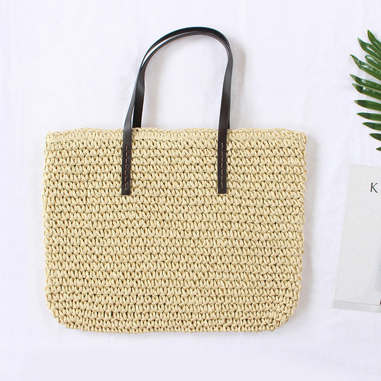 Damen Strandtasche -Spring New Beach gewebte Strohtasche bylotrend