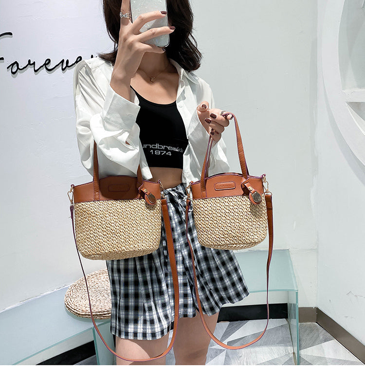 Damen Strandtasche Strohtasche Messenger Bag bylotrend