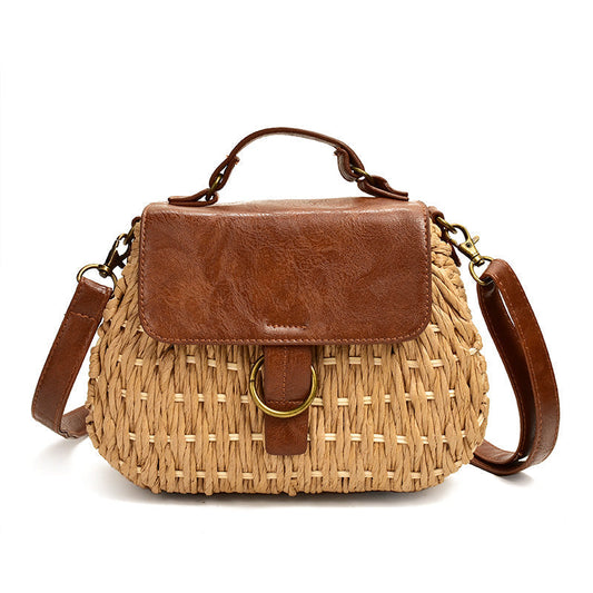 Damen Strandtasche aus Strohgeflecht Magnetverschluß bylotrend