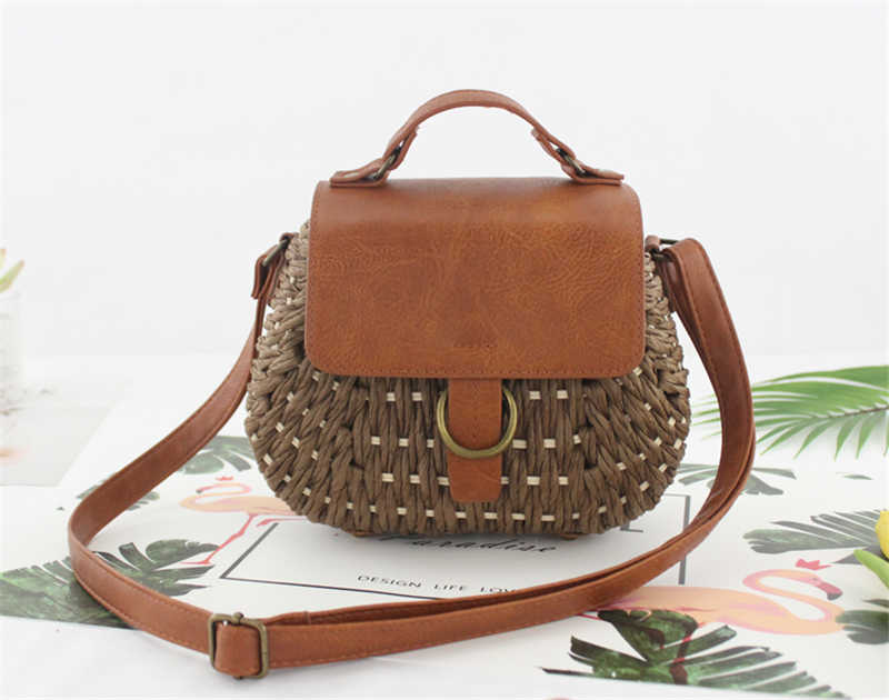 Damen Strandtasche aus Strohgeflecht Magnetverschluß bylotrend
