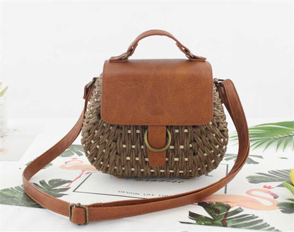 Damen Strandtasche aus Strohgeflecht Magnetverschluß bylotrend