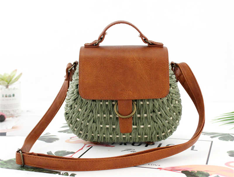 Damen Strandtasche aus Strohgeflecht Magnetverschluß bylotrend