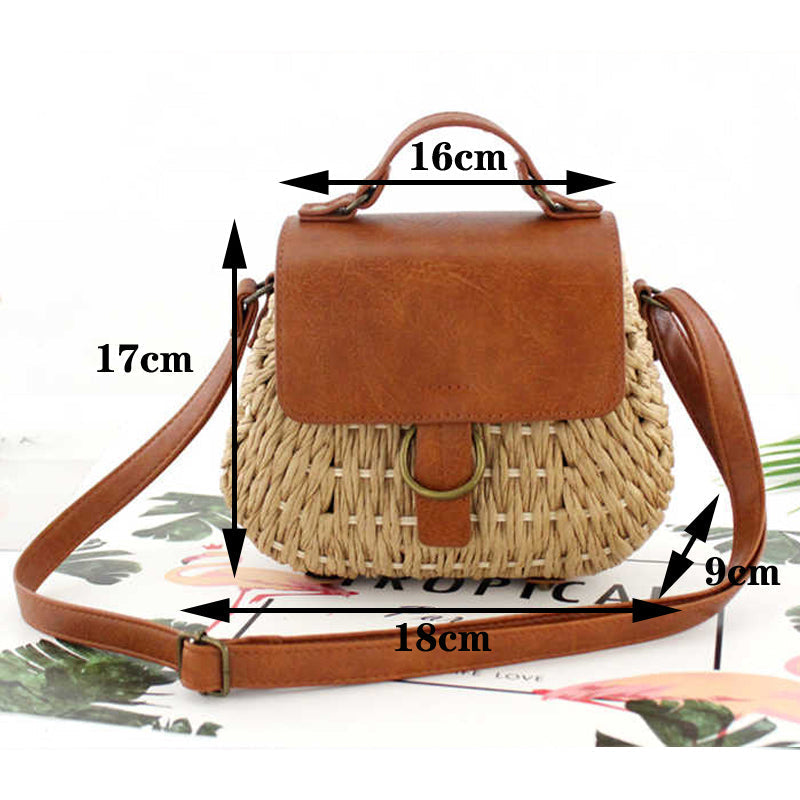 Damen Strandtasche aus Strohgeflecht Magnetverschluß bylotrend