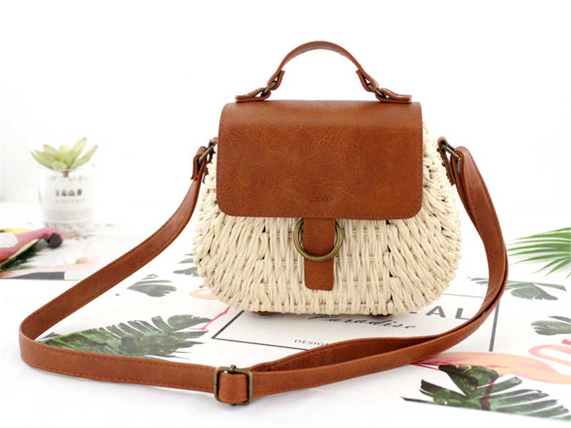 Damen Strandtasche aus Strohgeflecht Magnetverschluß bylotrend