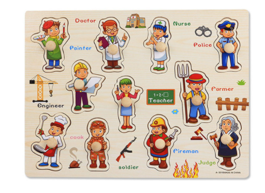 Frühkindliche Bildung Puzzle Tier Alphabet Kognition Holzspielzeug bylotrend