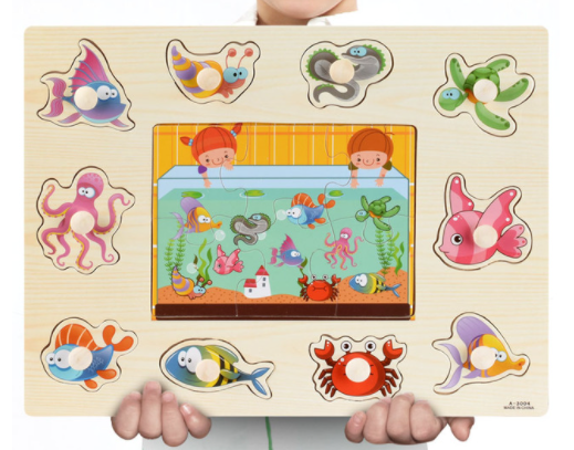 Frühkindliche Bildung Puzzle Tier Alphabet Kognition Holzspielzeug bylotrend