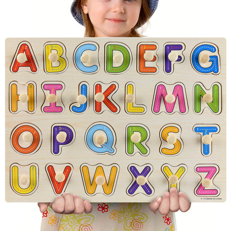 Frühkindliche Bildung Puzzle Tier Alphabet Kognition Holzspielzeug bylotrend