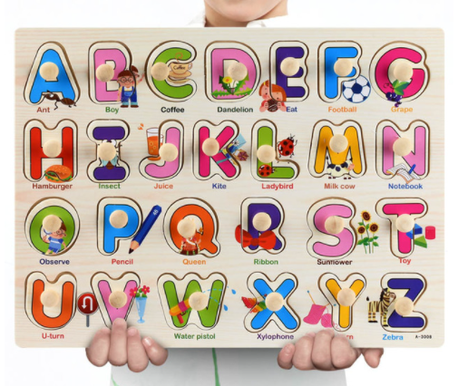 Frühkindliche Bildung Puzzle Tier Alphabet Kognition Holzspielzeug bylotrend