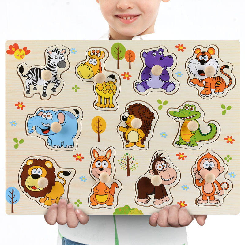 Frühkindliche Bildung Puzzle Tier Alphabet Kognition Holzspielzeug bylotrend